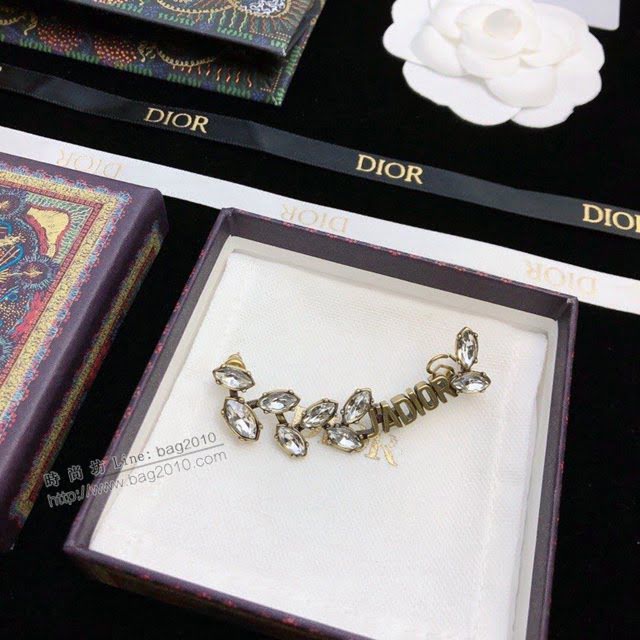Dior飾品 迪奧經典熱銷款單邊耳釘DIOR馬眼系列葉子鑽石髮卡髮夾  zgd1471